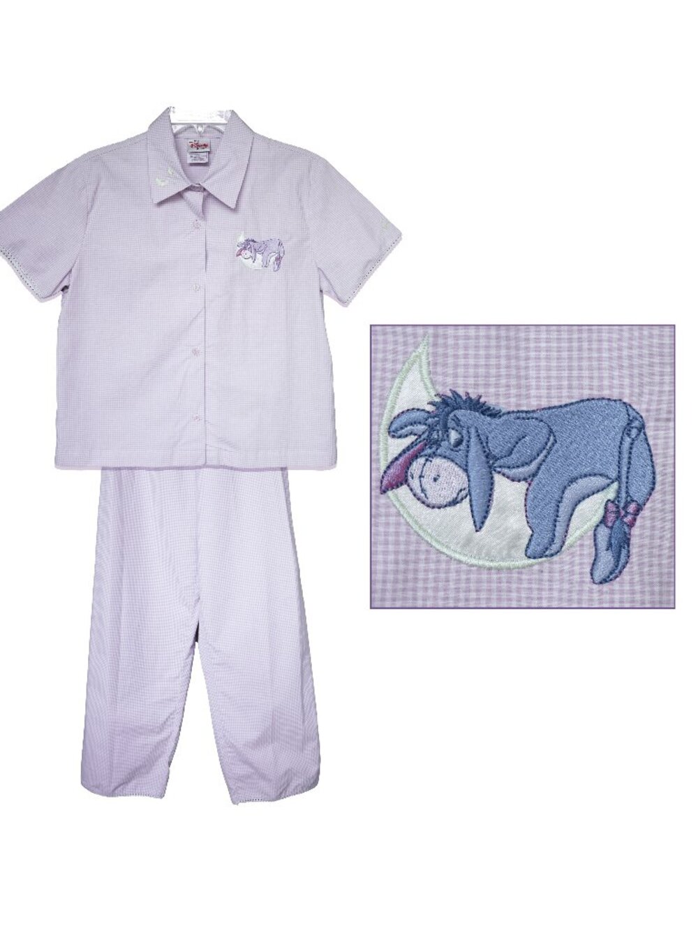 Vintage Y2k DISNEY Pajamas Eeyore Celestial Embroidered Pastel Cotton PJ Set